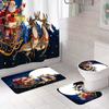 3X Christmas Bathroom Rug Set Non-Slip Bath Mat Toilet Lid Cover Christmas Decor