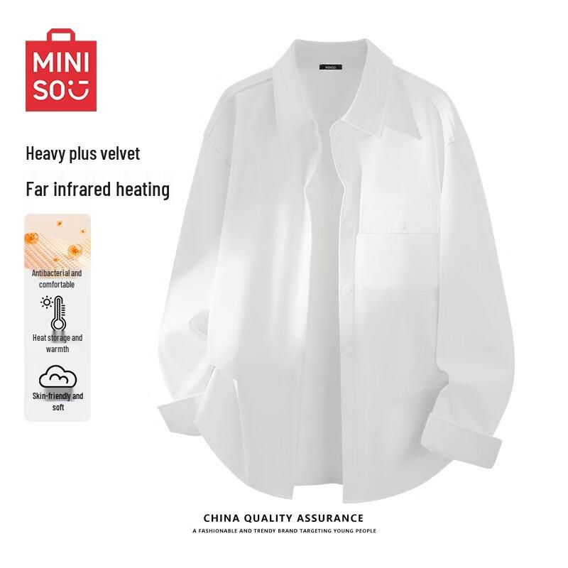 MINISO Men s Anti-Bacterial Plush Lined Workwear Long Sleeve Shirt 3XL