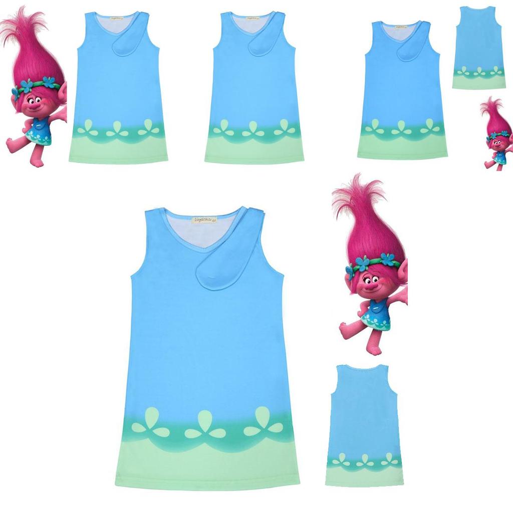 Entzückendes Trolls Poppy Cosplay-Kostüm für Kinder Perfekt für Geburtstagsfeiern