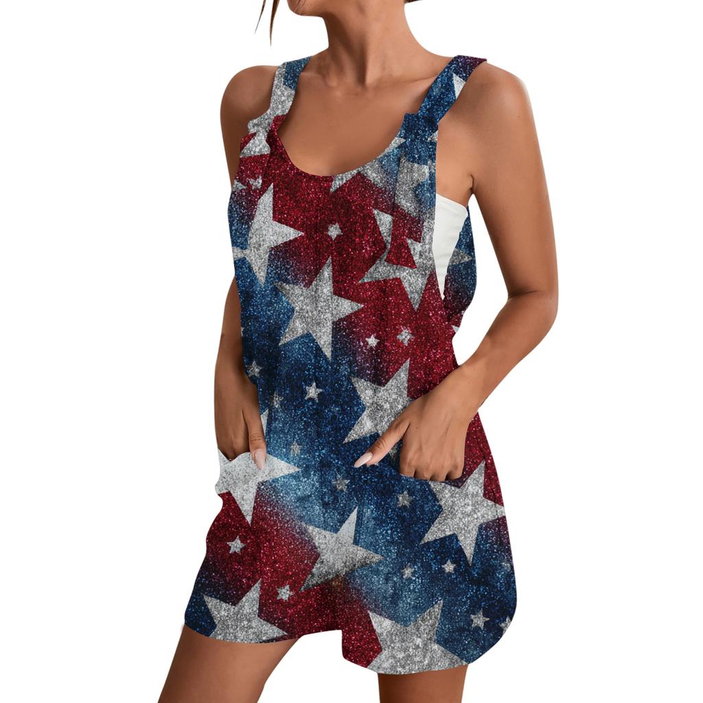 Rompers For Women Summer Casual Sleeveless Overall Comfy Loose Spaghetti Strap Romper Fashion Jumpsuit With Pockets