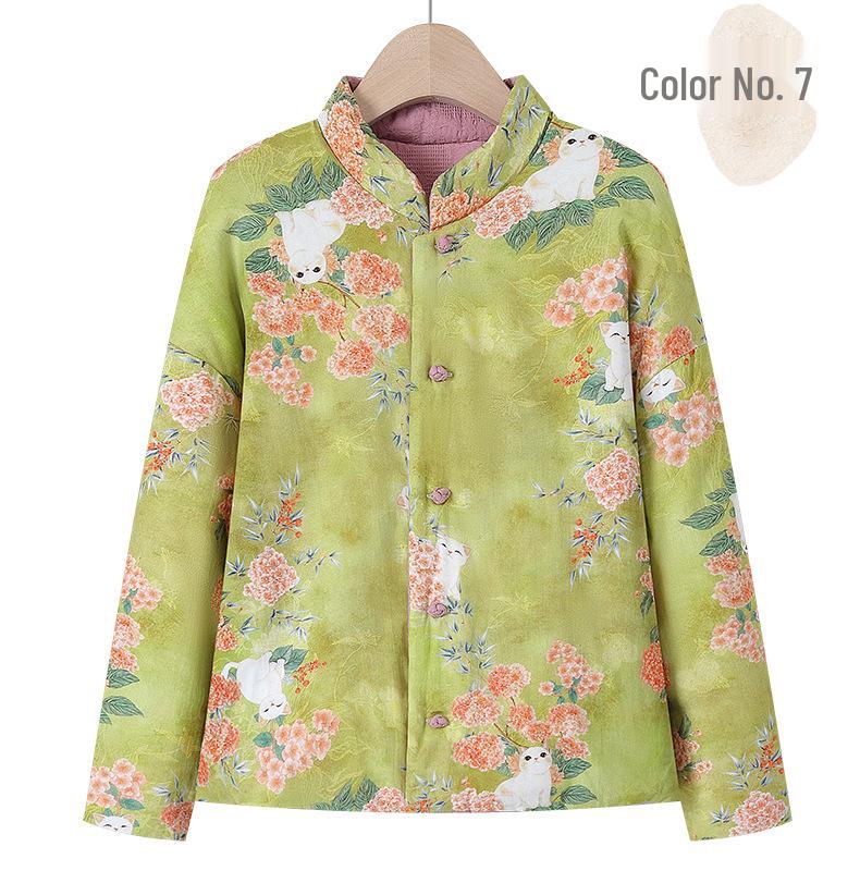 Women's Chinese Retro Style Frog Button Warm Cotton Jacket, Autumn/Winter 2025 Edition