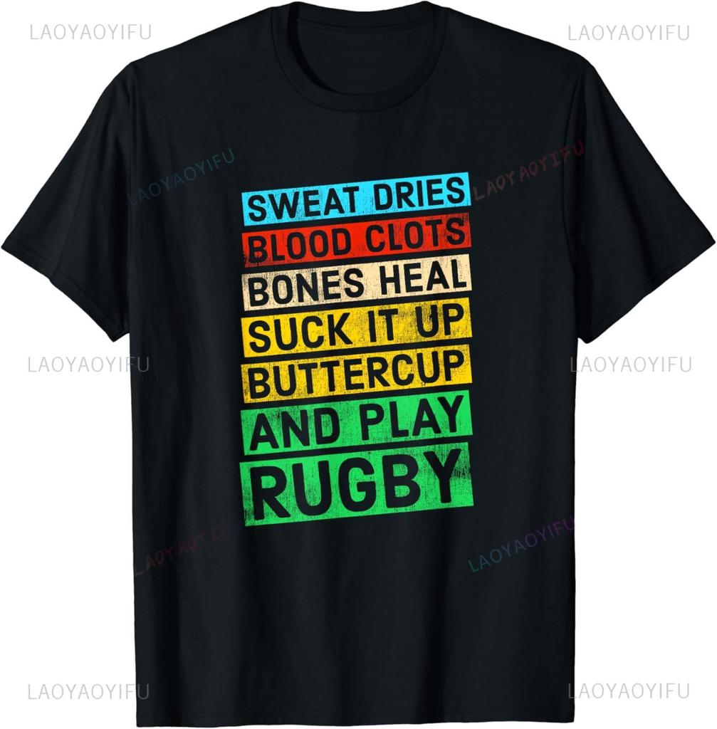 Vintage Rugby Player Sports Retro Men Boys Soccer T-Shirt Cute Print Cartoon TShirt Men Women Fashion Tee Creativity Short-sleev