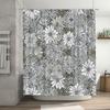Modern Floral Shower Curtain Set Black White Abstract Design For Bathroom Decor Bath Tub Coverings Decoration Accessories Home I