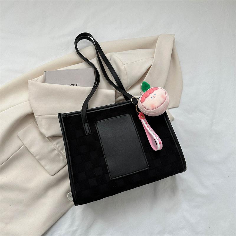 Vintage Student Tote Bag For Women Fashionable Casual Large Capacity Shoulder Bag