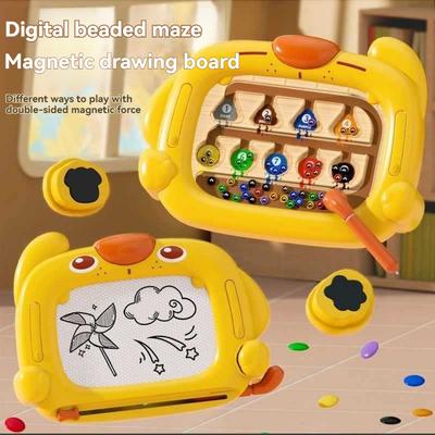 Children's Puppy Drawing Board Magnetic Digital Walking Ball Maze Early Education Puzzle Writing Board 2-in-1 Toy Game Console