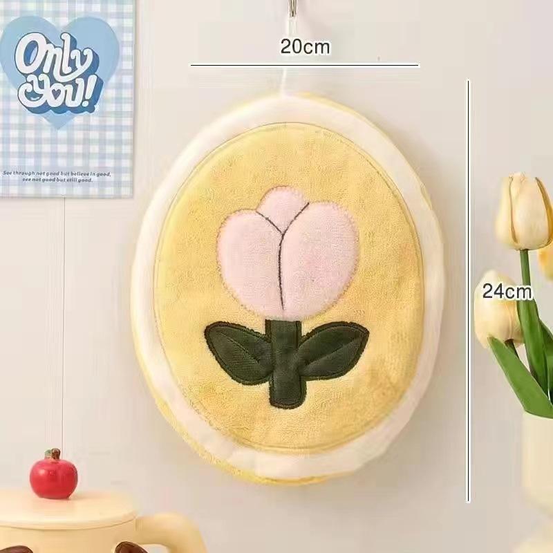 Coral Fleece Soft & Absorbent Hanging Hand Towel - Skin-Friendly for Home & Kitchen Cleaning