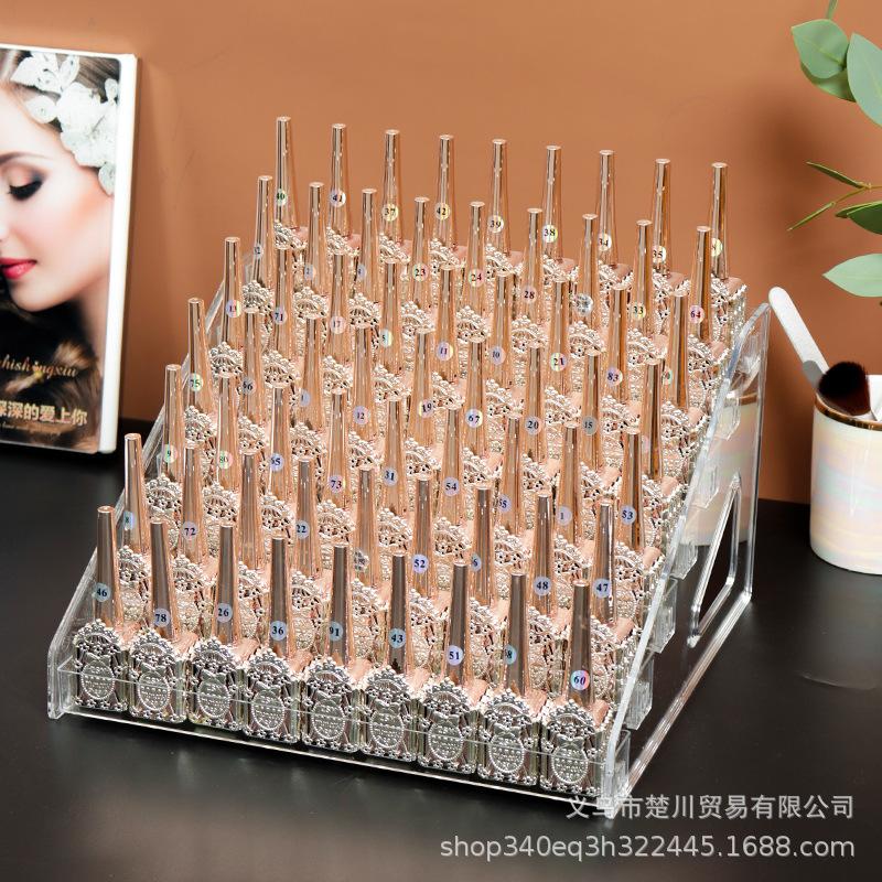 Acrylic Nail Polish Display Stand - Transparent, No-Assembly Cosmetic Storage Rack for Salons
