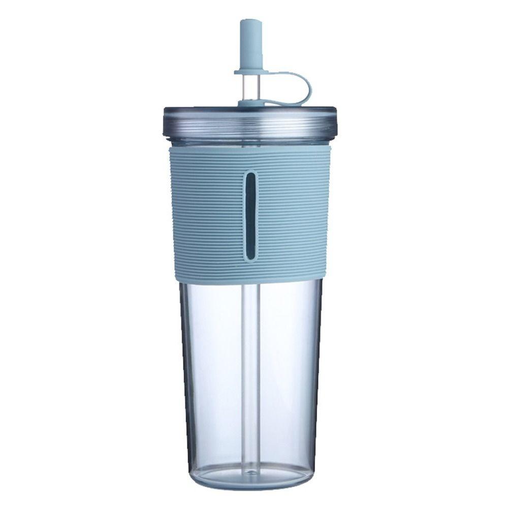 Reusable 710ML Drink Bottle Clear with Straw Straw Cup High Temperature Resistant Outdoor Kettle Gift