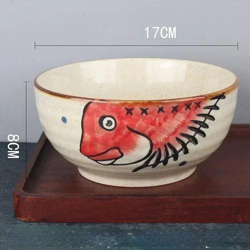 Japanese Style Hand-painted 7-inch Ceramic Household Ramen Bowl Restaurant Noodle Bowl Large Instant Noodle Bowl Net Red