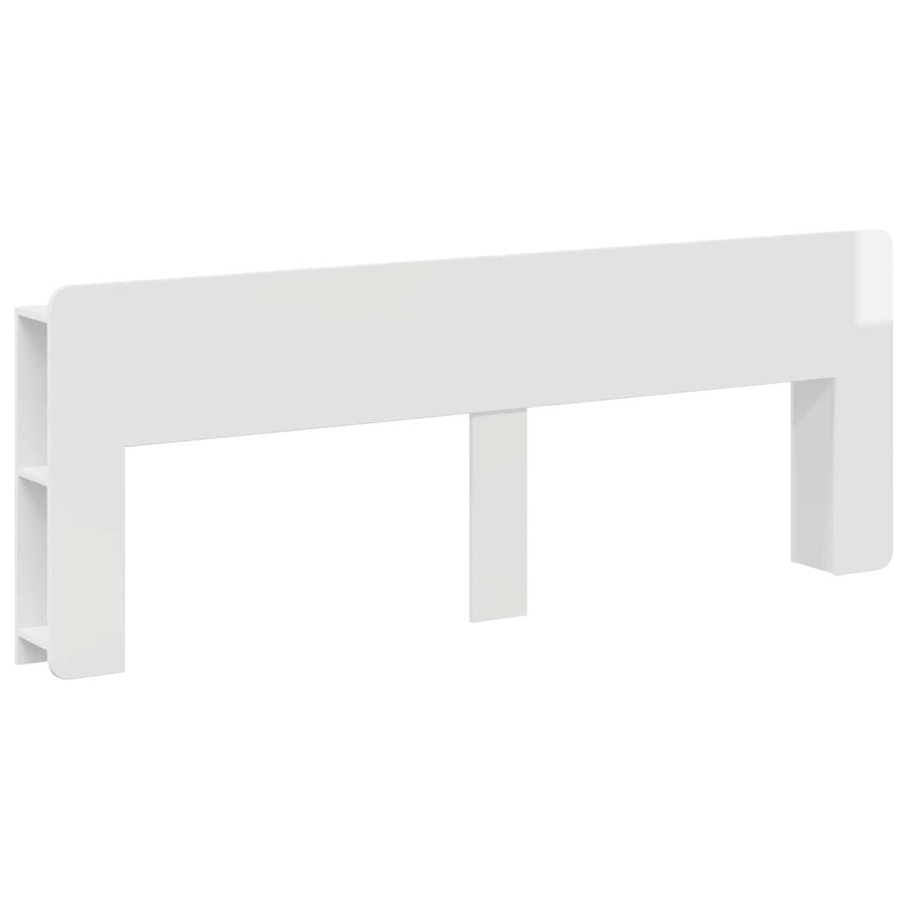 Headboard Cabinet with Storage High Gloss White Particleboard
