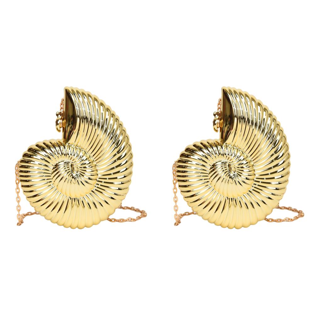 

FE# Conch Shape Fashion Evening Bags Acrylic Clutch Purse for Wedding Party (Gol