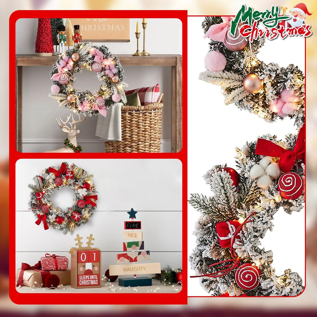 Christmas Lighted Wreath Creative Pink Decor Mall Window Door Wall Hanging Holiday Festive Atmosphere Ornament