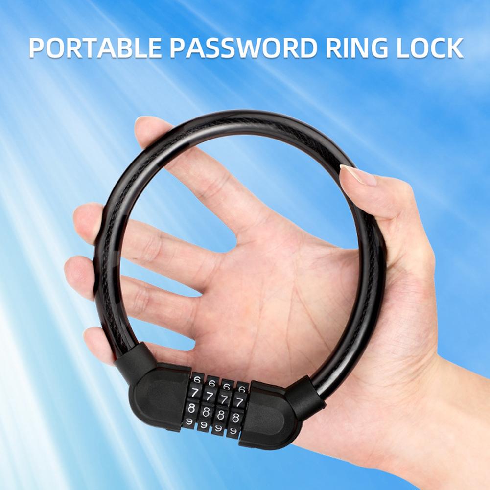 Bicycle Lock Portable Four-digit Combination Ring Lock Light Smart Small Oval Ring Anti-theft Lock