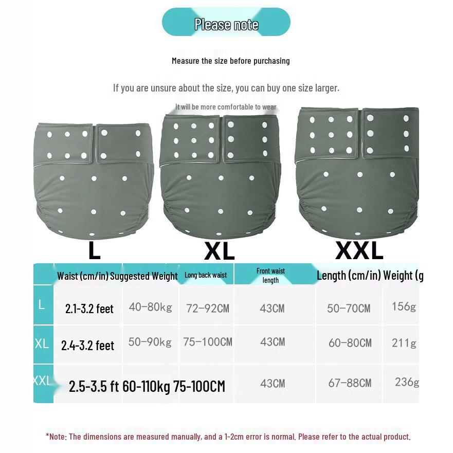 Washable Adult Cloth Diapers - Elderly Incontinence Underwear Pads