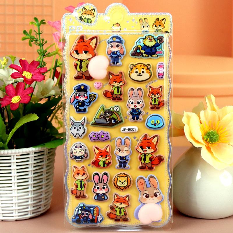 Disney Zootopia 3d Soft and Fluffy Stickers Stress Relief Squeeze Toy Stickers Decorative Account Scrapbook Phone Case