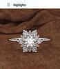 Zhenrong Creative Rhinestone Snowflake Ring, European-American Style, 18K Gold Plated, Rose Gold, Simulated Diamond.