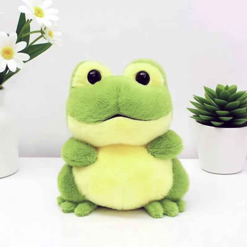 Sitting Frog Plush Toy Green Fluffy Frog Doll Soft Comfortable Animal Sleep Pillow Sofa Decor Stuffed Cushion Girl Birthday Gift