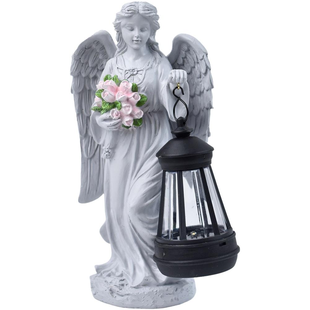 

Antique Roman Column Knee Angel Solar Outdoor Light Courtyard Ornament Light For Outdoor Garden Decoration