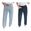 Faux Pearl Jeans for Women High Waist Straight Leg Stretch Denim Pants Casual Wide Leg Beaded Baggy Pants