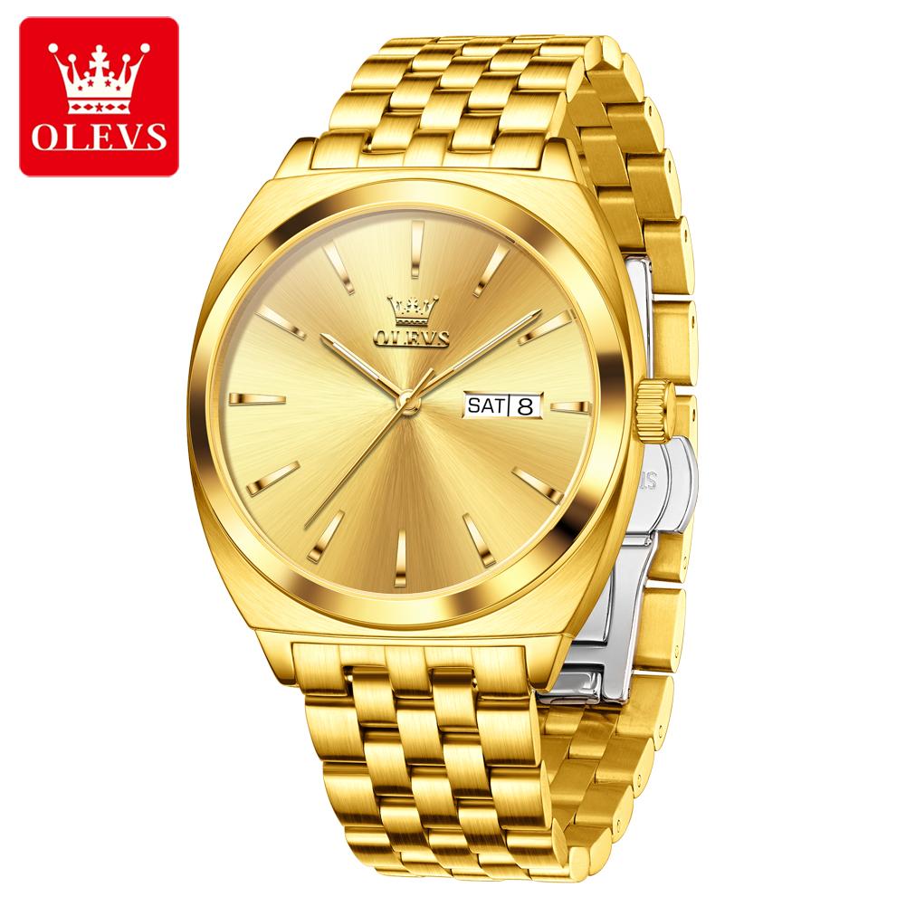 OLEVS 6730 High Quality Gents Mechanical Watch New Design Stainless Steel Band Luminous Calendar Hollow Out Business Wrist Watch
