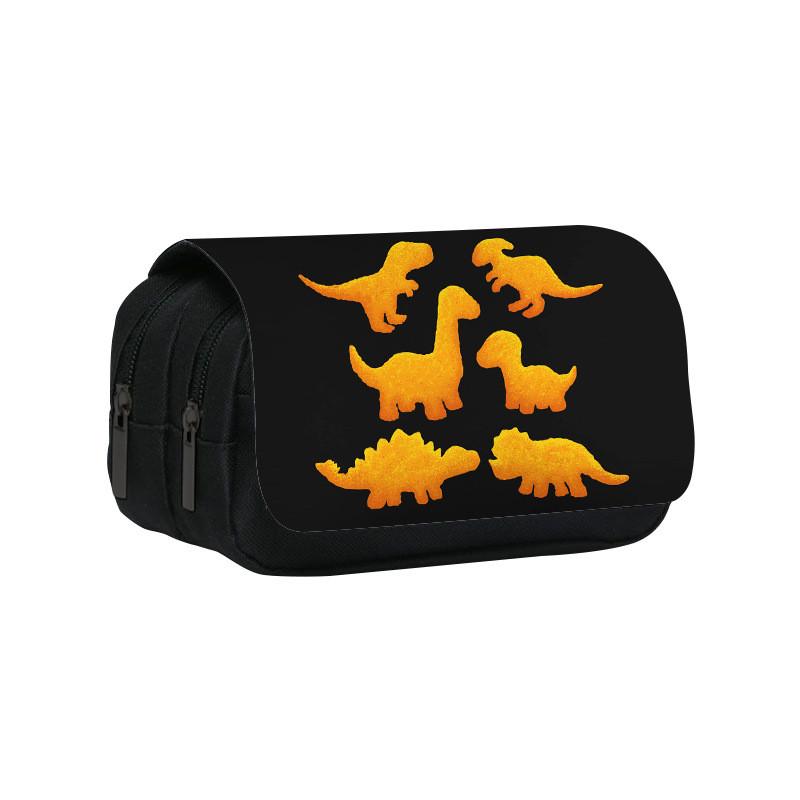 Dinosaur Chicken Nugget Double Layer Pencil Case With Nylon Material For Students And School Supplies
