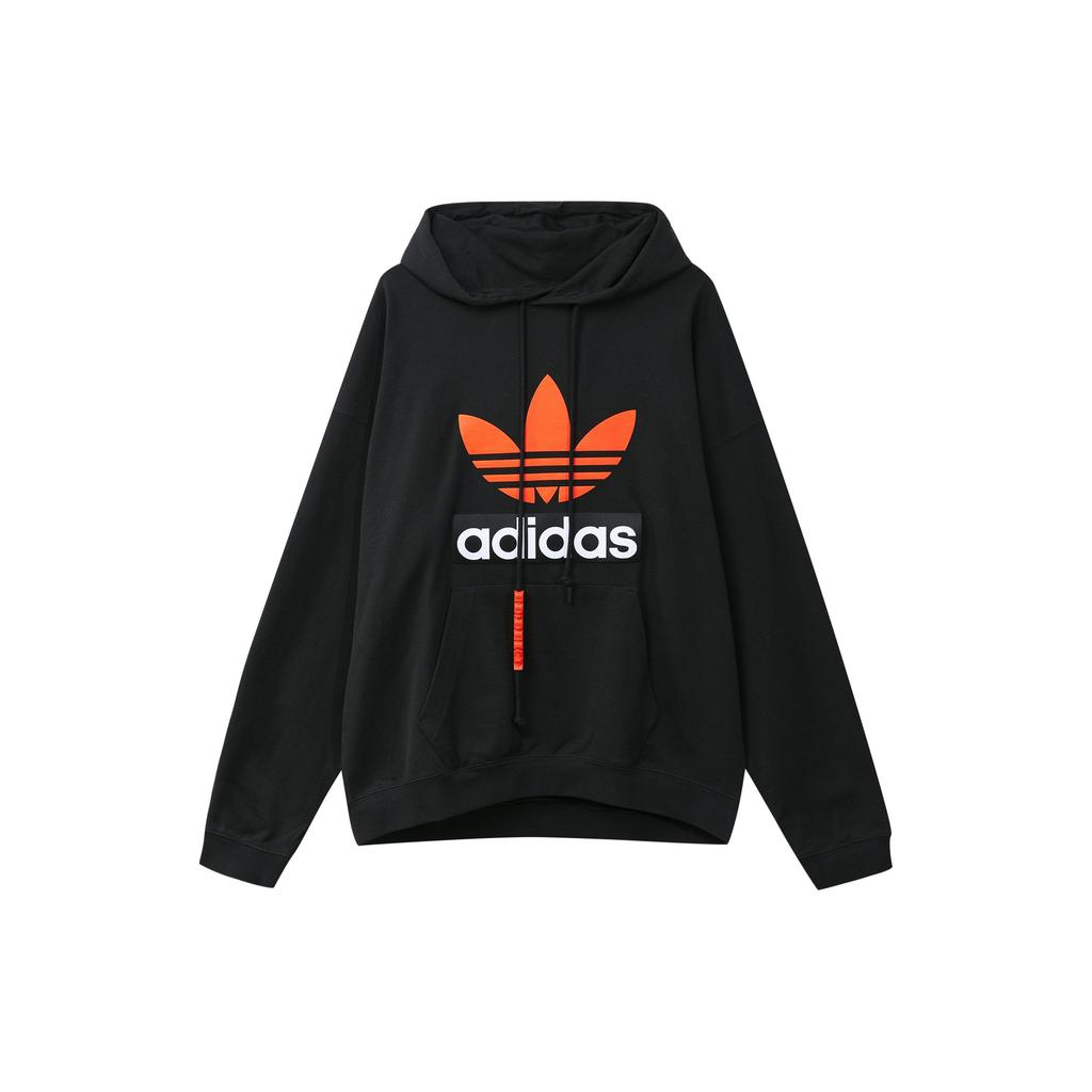 Adidas Originals Big Trefoil Hoodie Sweatshirt With Contrast Logo Men Hoodie Black H09354