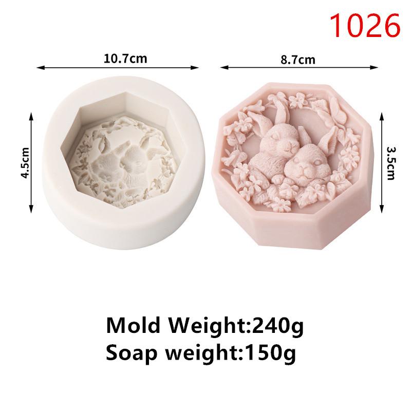Easter Flower Rabbit Silicone Soap Mold DIY Happy Cute Rabbit Flower Pattern Butterfly Animal Relief Chocolate Cake Decor Gift