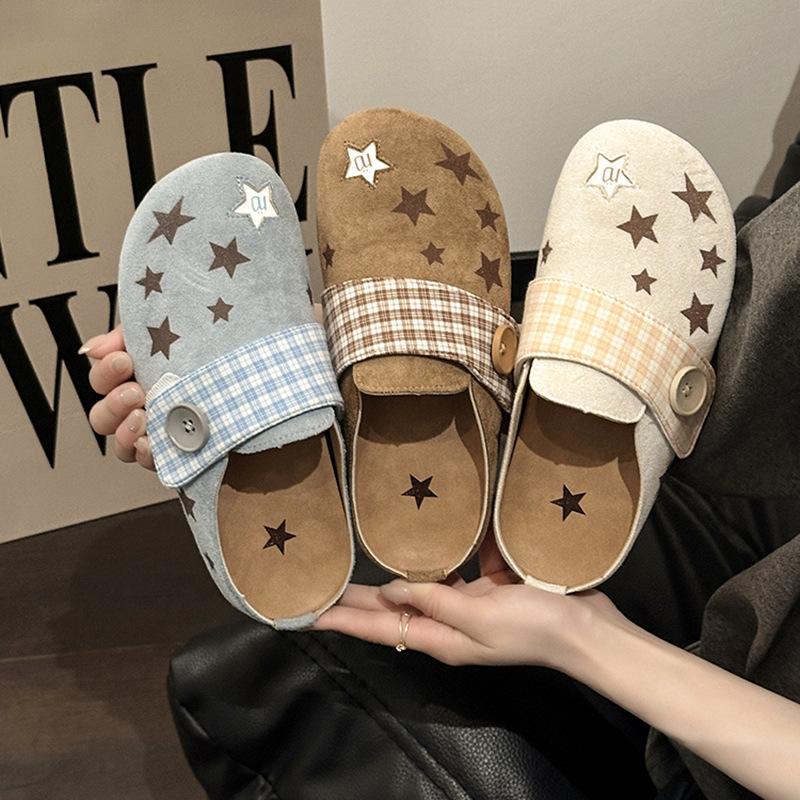 Retro Simple and Comfortable Star Versatile Bag Head Slippers Women's 2025 Summer New Wear Lazy Casual Cool Slippers