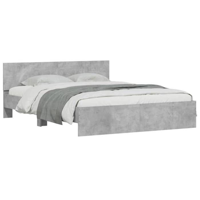 VidaXL Bed Frame with Headboard Concrete Grey 140x200 Cm 3207486