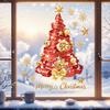 Reusable Glass Film 2Pcs Christmas Tree Static Stickers, Red Ribbon Window Clings, Clings Removable PVC Stickers for Home Store Doors Decorations