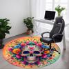 1pc Sugar Skull Artwork Chair Carpet for Office, Round Non-Slip Durable Large Size Office Carpet, Suitable for Office, Beautiful Decoration