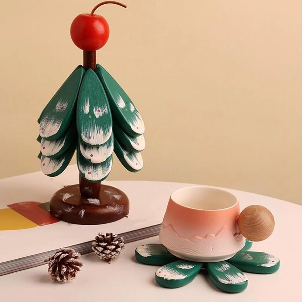 Non-Slip Base Christmas Tree Coasters Foldable Dish Mats Christmas Gift Bowl Mats  Christmas Party