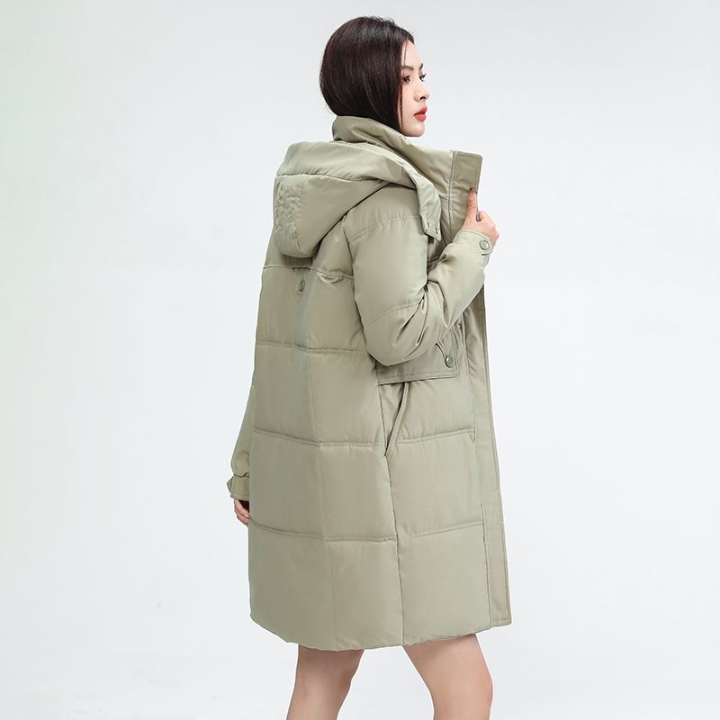Cotton-padded Women's Medium and Long Hooded Versatile Fashion Middle-aged and Young People's Tops Thickened Warm Jackets Down Cotton-padded Clothes