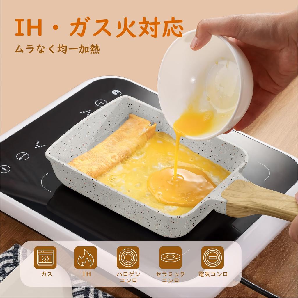 SENSARTE Tamagoyaki Frying Ceramic Includes IH Gas Fire PFOA Easy To Easy To Comes with a Turner Pan, Coating, Spare, 18cm15cm, Compatible,