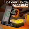 15W Fast Charging Wireless Charger Support Charge Apple Watch With RGB Night Light Time Alock Function For Apple Airpods Watch Iphone 15promax