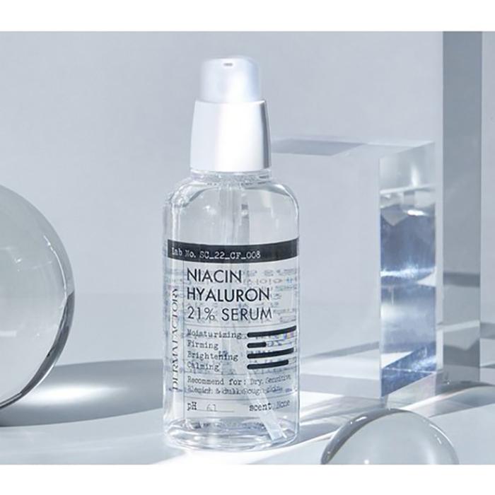 DERMA FACTORY Niacinamide Hyaluron 21% Serum – Hydrating & Brightening Care with Rose Water, Vegan, Korean