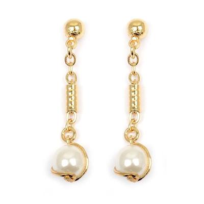 [L4283] - Gold Plated 'Perla' Earrings - 35x6 Mm