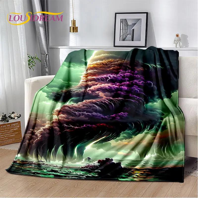 3D Natural ,Tornado, Cloud Soft Plush Blanket,Flannel Blanket Throw Blanket for Living Room Bedroom Bed Sofa Picnic Kids Office