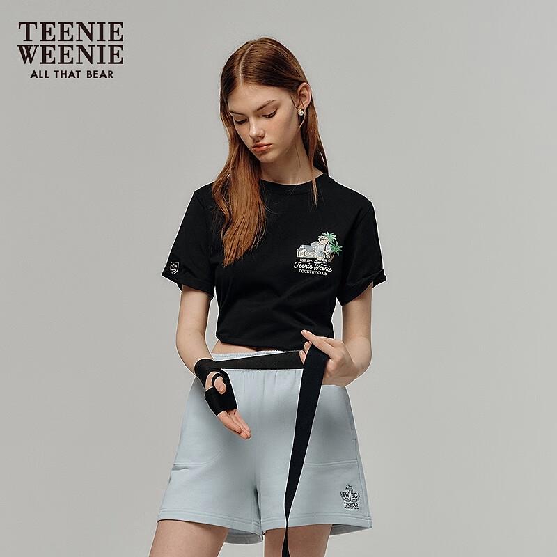 Teenie Weenie Women's Bear & Letter Embroidered Short Sleeve T-Shirt