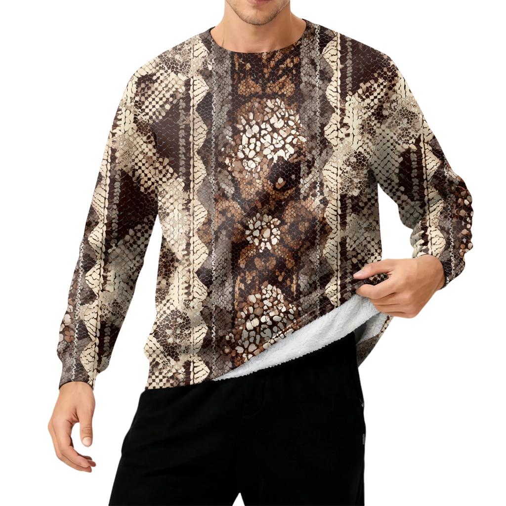 Herren Rundhals Fleecegefüttert Dick Warm Sweatshirt