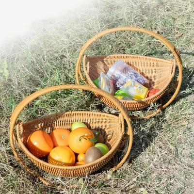 With Handle Woven Storage Basket High Grade Imitation Vine Weaving Hand Woven Basket Snack Basket Creative Design