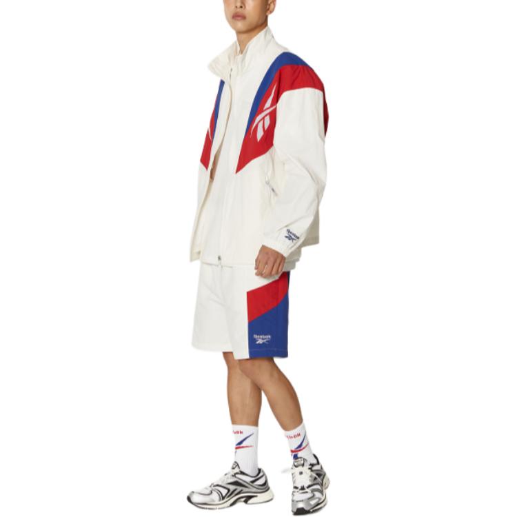 Reebok Twin Vector Zip Collar Color Block Long Sleeve Windbreaker Men Windbreaker Off-White REJU4EJ39OW