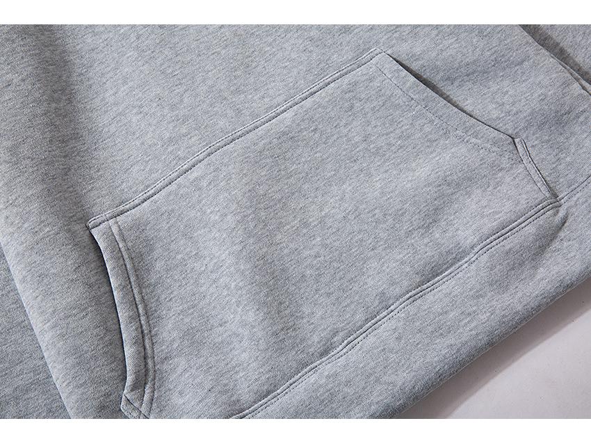 Unisex Fleece-Lined Thick Hooded Jacket - Solid Color, Trendy Autumn/Winter Style, Custom Logo Printing