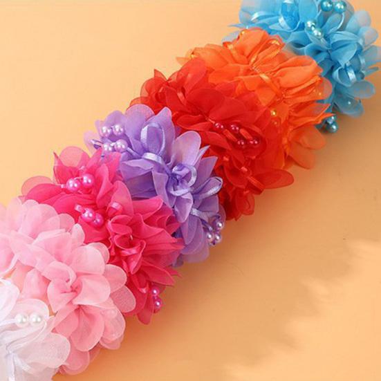 Elástico de Cabelo Cor Vibrante Decoração de Pérolas Artificiais Faixa de Cabelo Infantil Performance de Palco Alto