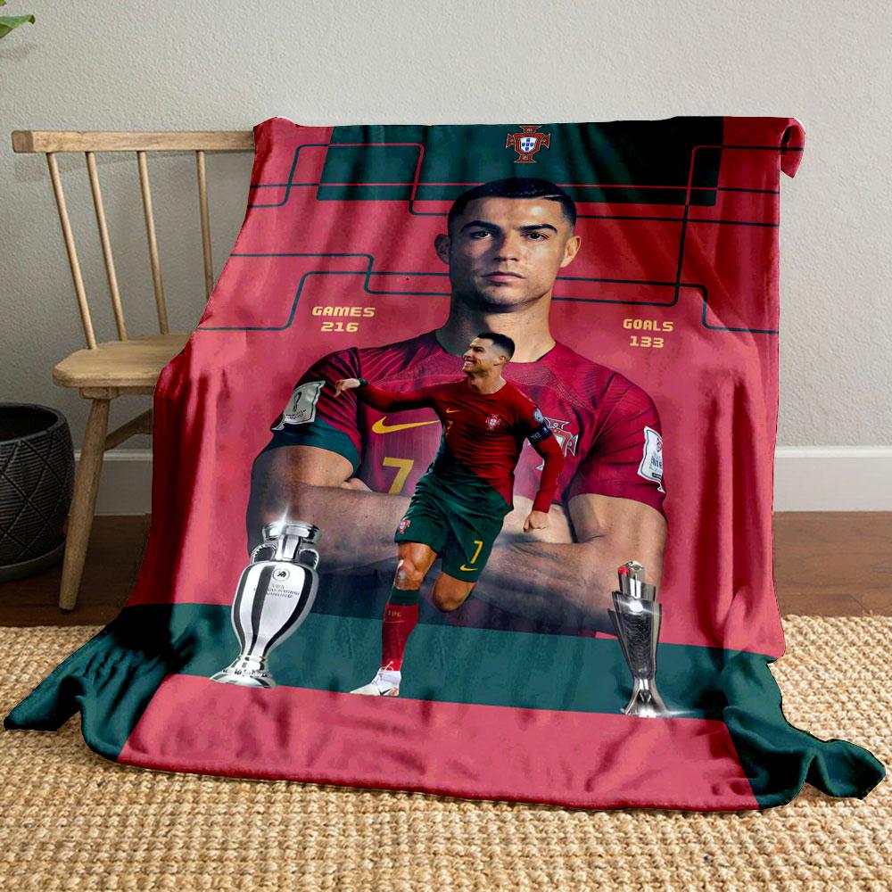Portugal Football Legend Tribute Patterned blanket, flannel, suitable for all seasons, home decor, warm and cozy