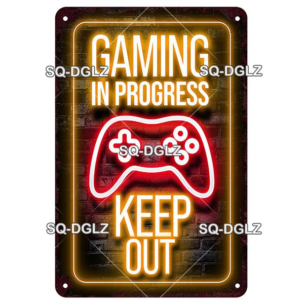 SQDGLZ Vintage Game Zone Neon Metal Sign Tin Sign Plate Home Bar Door Wall Decor Sticker Man Cave Decoration Plaque Poster Gift