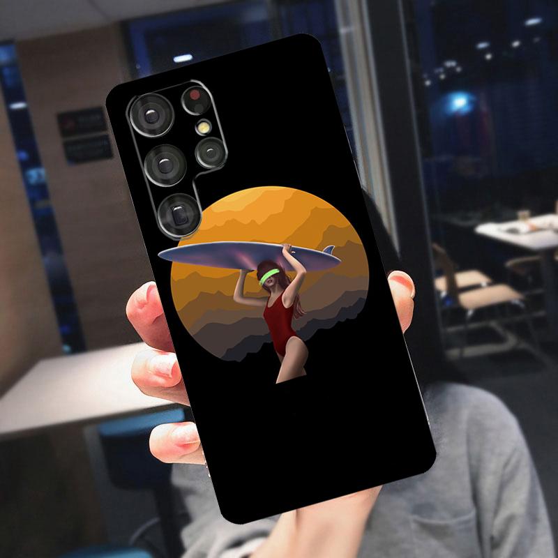 Surfboard Surfing Surf Girl Cover For Samsung Galaxy S25 S24 S21 S22 S23 Ultra S9 S10 Plus S24 FE S21 FE Phone Case
