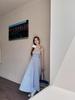 Women's Blue Suspender Dress - Summer 2025 French Seaside Holiday Waist-Cinching Long Dress
