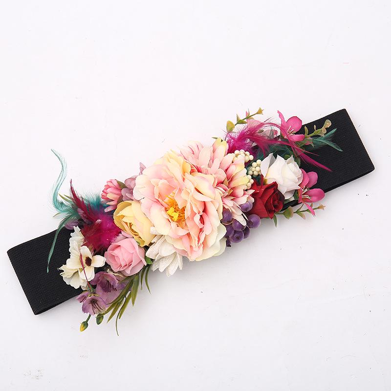 Bridal Feather Flower Elastic Waistband Accessory