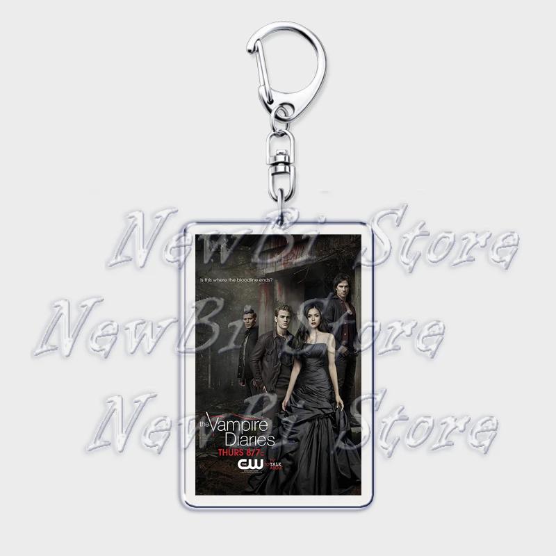 TVD The Vampire Diaries Keychain for Accessories Bag Damon Stefan Salvatore Elena Gilbert Key Chain Keyring Jewelry Fans Gifts